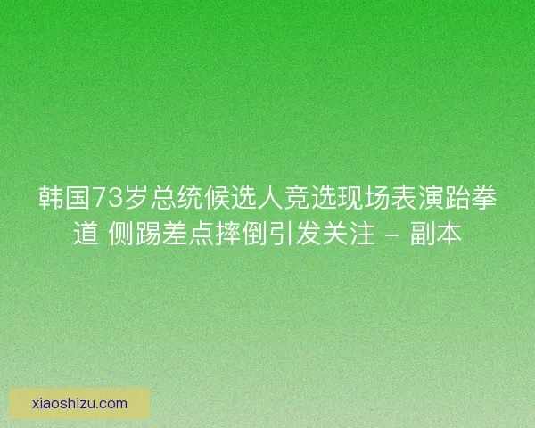 韩国73岁总统候选人竞选现场表演跆拳道 侧踢差点摔倒引发关注 - 副本