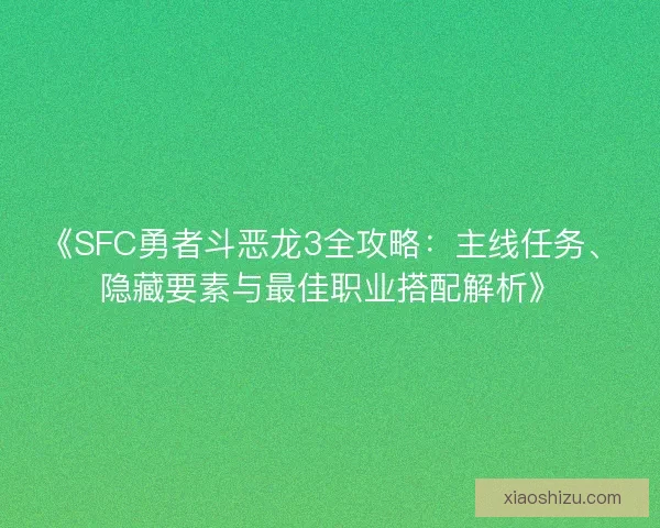 《SFC勇者斗恶龙3全攻略：主线任务、隐藏要素与最佳职业搭配解析》